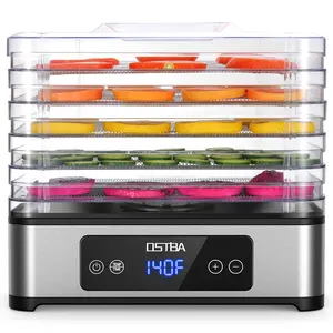 OSTBA Food Dehydrator, 5 Stainless Steel Trays, 400W Powerful Drying, 48H Timer & 95–160°F Temp Control, Quiet Small Dryer for Jerky, Fruits, Herbs, Mushrooms, BPA-Free, Recipes Included