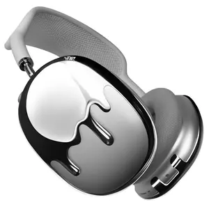 qlix Silver Drip Frames for AirPods Max Durable Lightweight Protective Case with USB-C & Lightning Compatibility