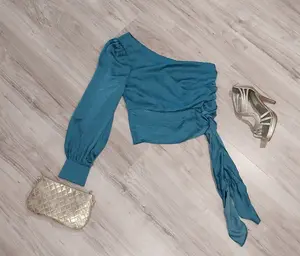 One-Sleeve Blouse with Side Bow – Stylish Statement Top for Women