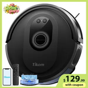 Tikom Robot Vacuum and Mop Combo, Robot Vacuum Cleaner with Powerful Suction, Super Thin, Self-Charging Robotic Vacuum Cleaner for Carpet, Pet Hair, Hard Floors, APP & Remote Control, G8000 Max