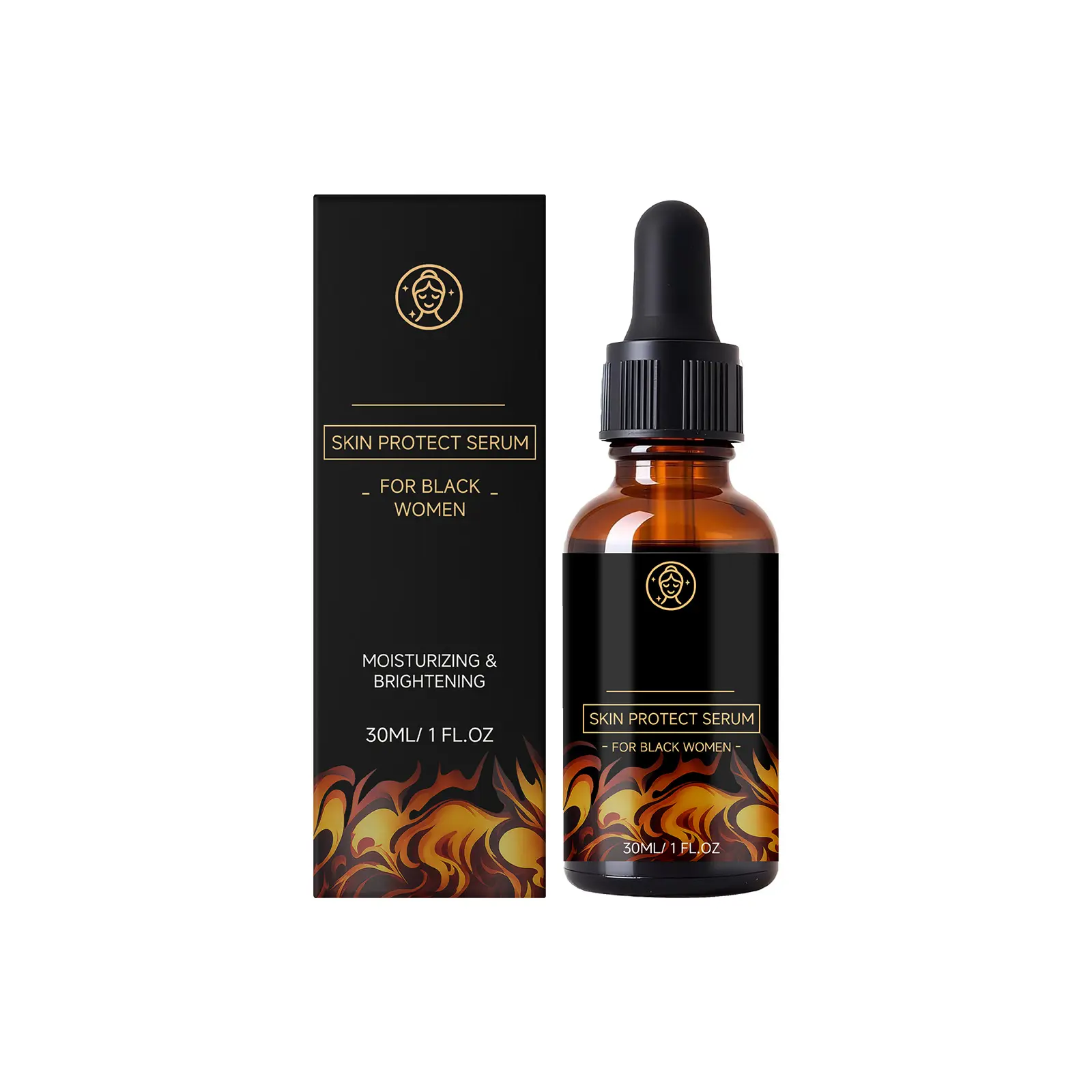 Skin Protect Serum, Natural Firming Face Serum To Reduce Wrinkles, with Black Castor Oil, Hydrate & Brighten Skin for Melanin-Rich Skin, Lightweight & Non-Greasy for all skin types