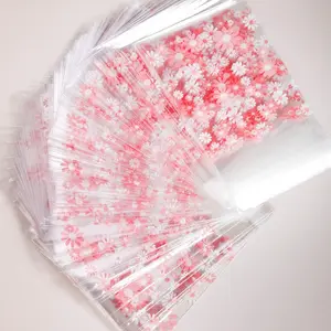 Floral Pattern Disposable Candy Bag (100pcs/pack), Self-adhesive Candy Bag, Disposable Clear Candy Wrapping Bag, Gift Wrapping Supplies