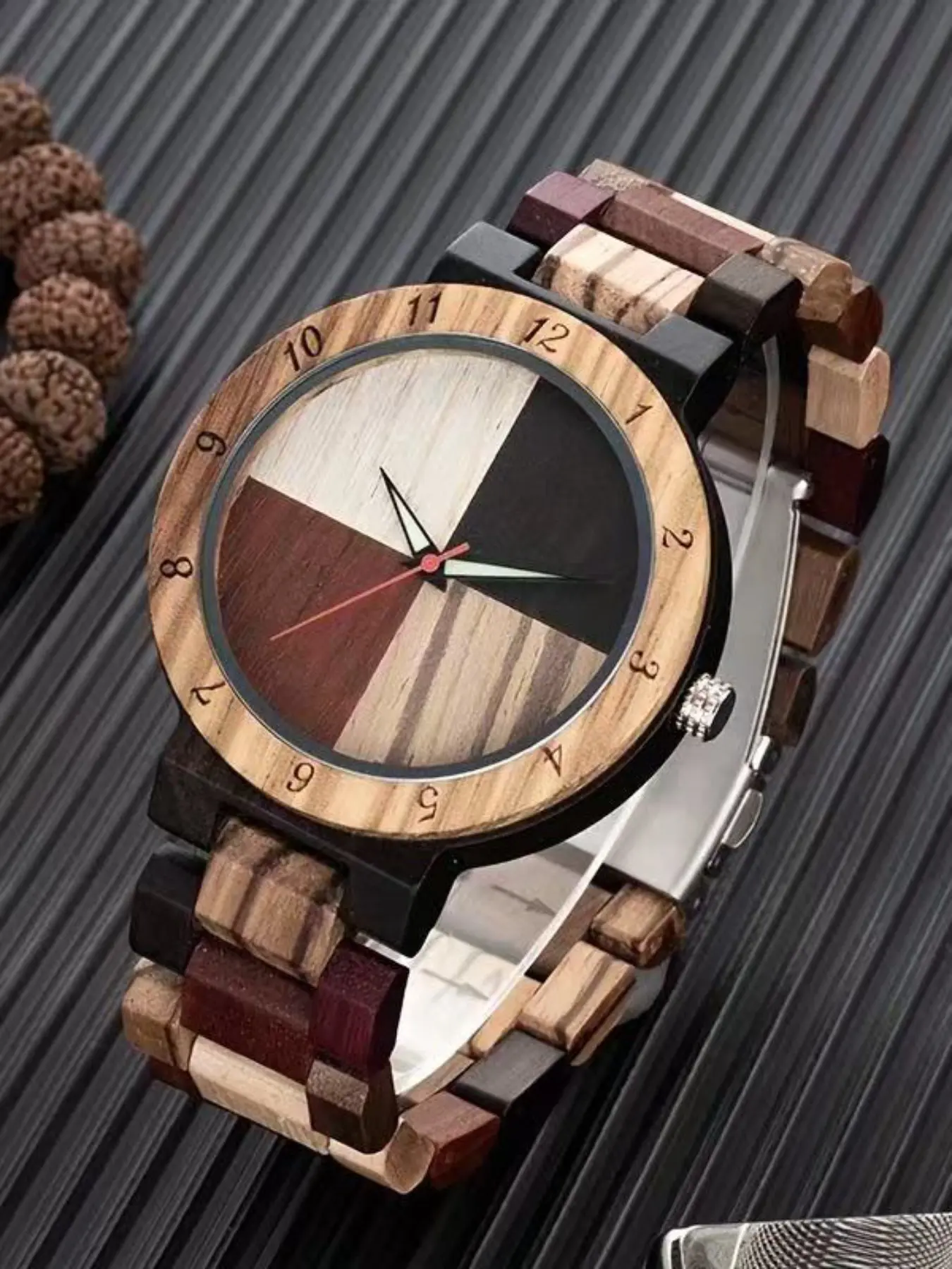 Fashion Colorful Men's Full Wooden Quartz Watch Analog Quartz Watches