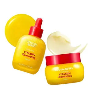 Limited-time purchase EQQUALBERRY Vitamin Illuminating Serum & Cream Set - Vitamin C & Niacinamide | Targets Dark Spots | Strengthens Skin Barrier with Ceramides | Glowy, Lightweight Hydration summerwins