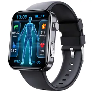 F300 Wearable Square Smartwatch - Silicone & Alloy Wristband, Pedometer, Clock Display, ECG Monitoring, SOS Fall Alarm, Blood Glucose & Blood Pressure Tracking, Bluetooth Sports Mode, HRV Report, Connected Smart Watch for Health & Fitness Use