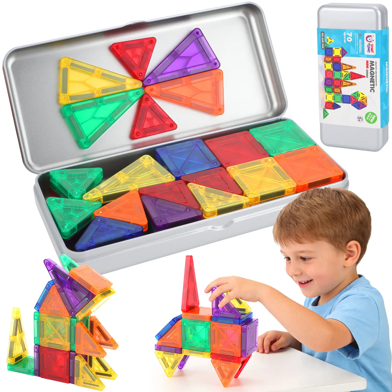 deAO Magnetic Building Tiles, 70PCS Mini Magnet Building Set,Magnetic Blocks, 3D STEM Stacking Toys, Magnets Toy for Kids Boys Girls #sohochic