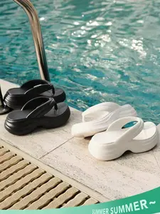 Summer New Women's Y2K Vacation Thick Sole Fancy Sandals, Two Colors Height Increasing Platform Design, Comfortable Soft Casual Slippers