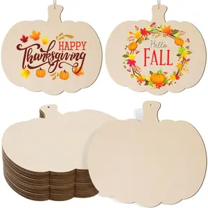 12 count Wooden Pumpkin Cutouts Unfinished  Fall Ornaments Blank Thanksgiving Signs for DIY Crafts Project Halloween Autumn Harvest  Hanging Decorations, 7.87x7.09"