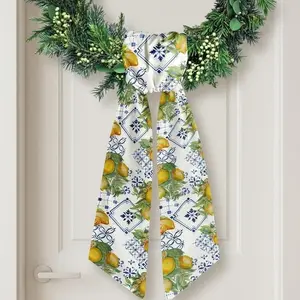 Wreath Sash, Bouquet Ribbon Sash, Lemon Wreath Sash, Summer Wreath Decor, Wedding Bouquet Sash, Lemon Decor, Lemon Gift