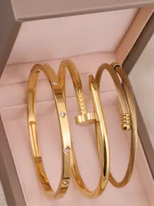 Women's Stainless Steel Bracelet Jewelry Set, Plated Zirconia Bangle, Multilayered Bangles, Durable & Stylish Design for Daily Wear & Special Occasions, Fashionable Bangles