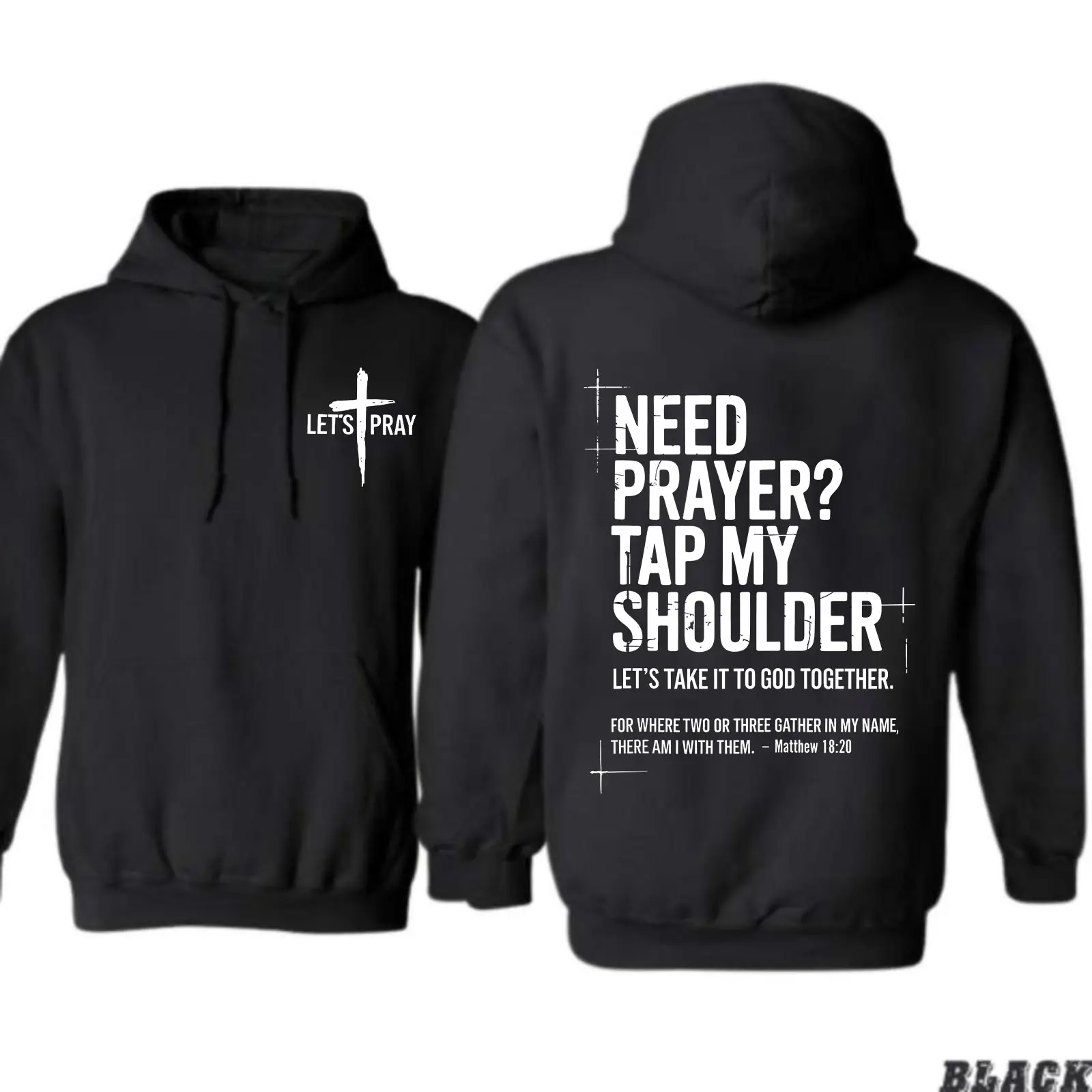 Men's Christian 'Need Prayer' Hoodie, Casual Faith Graphic Print Sweatshirt with Bible Verse, Inspirational Religious Outfit for Fall Winter, Tops
