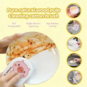 Natural Cellulose Dish Sponges 4-Pack – Plant-Based Wood Pulp, Biodegradable, Non-Scratch, Antibacterial, No Dish Soap Needed for Kitchen, Countertops, Dishes & Surfaces reuseable magic  Kitchen cute Sponge Set fun stress relief