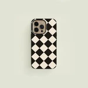 Diamond Checkered Black & Cream Phone Case