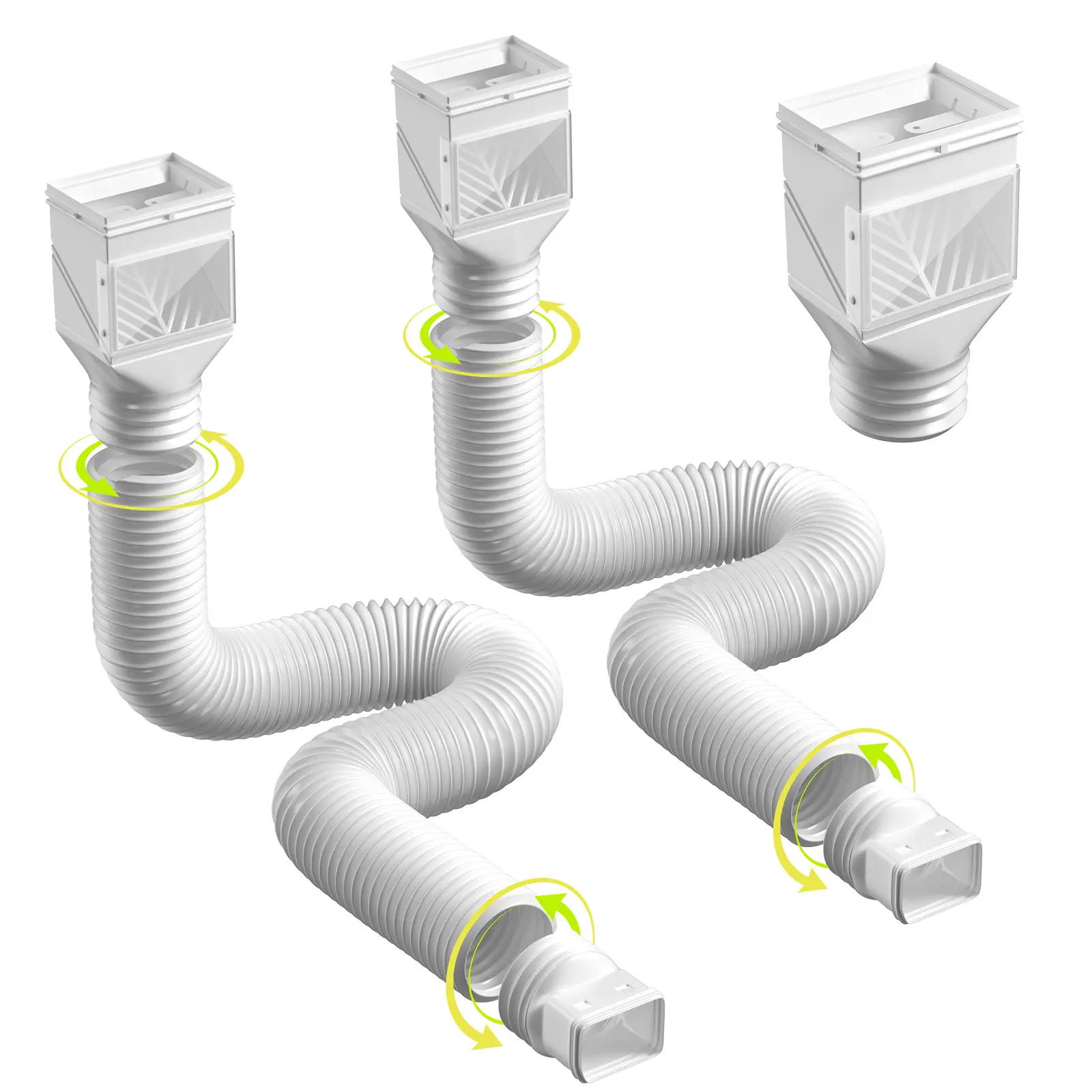 2 Pack Rain Gutter Downspout Extension with Cleanout Window, 21"-68" Flexible Drain Downspout Extender with Leaf Filter, Drain Downspout Connector for Rainwater Drainage
