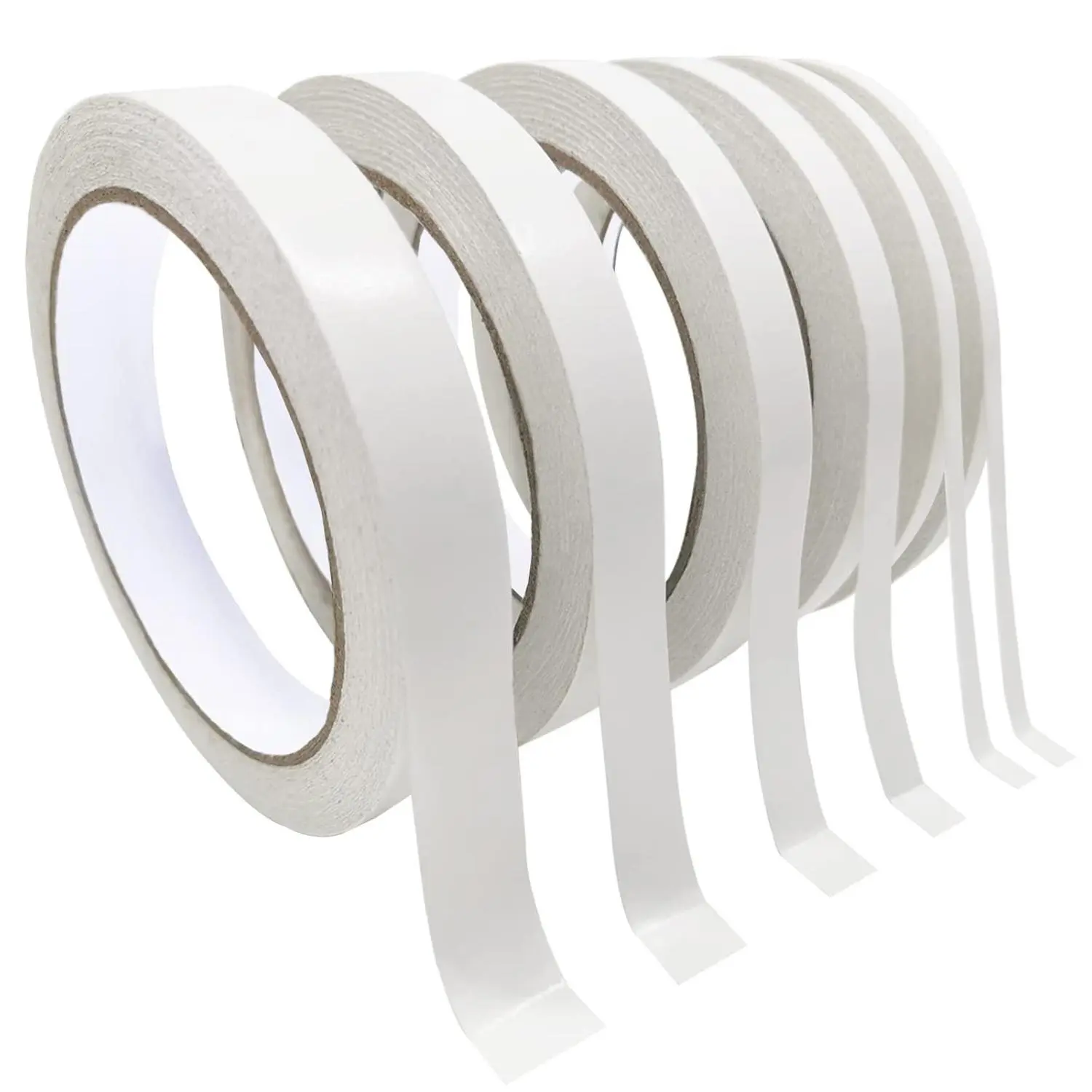 6-Roll Multi-Size Multi-Roll Double-Sided Mounting Tape with Paper Backing for Nail Art Decoration, Crafts, Multi-Roll Double-Sided Tape