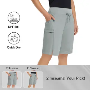 baleaf Women's Long Shorts 9"/11" Quick Dry Bermuda Cargo Shorts for curvy Lightweight Pockets Fitness Summer Bottoms