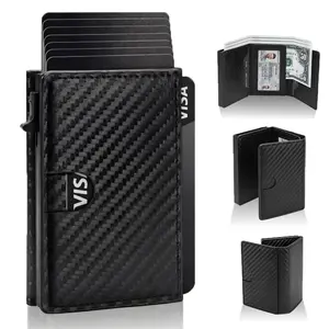 Men's Smart Wallet-Minimalist Card Holder with RFID Blocking,Upgrade PU Leather Pop-up Wallet for Daily Use-Christams Gift for Men