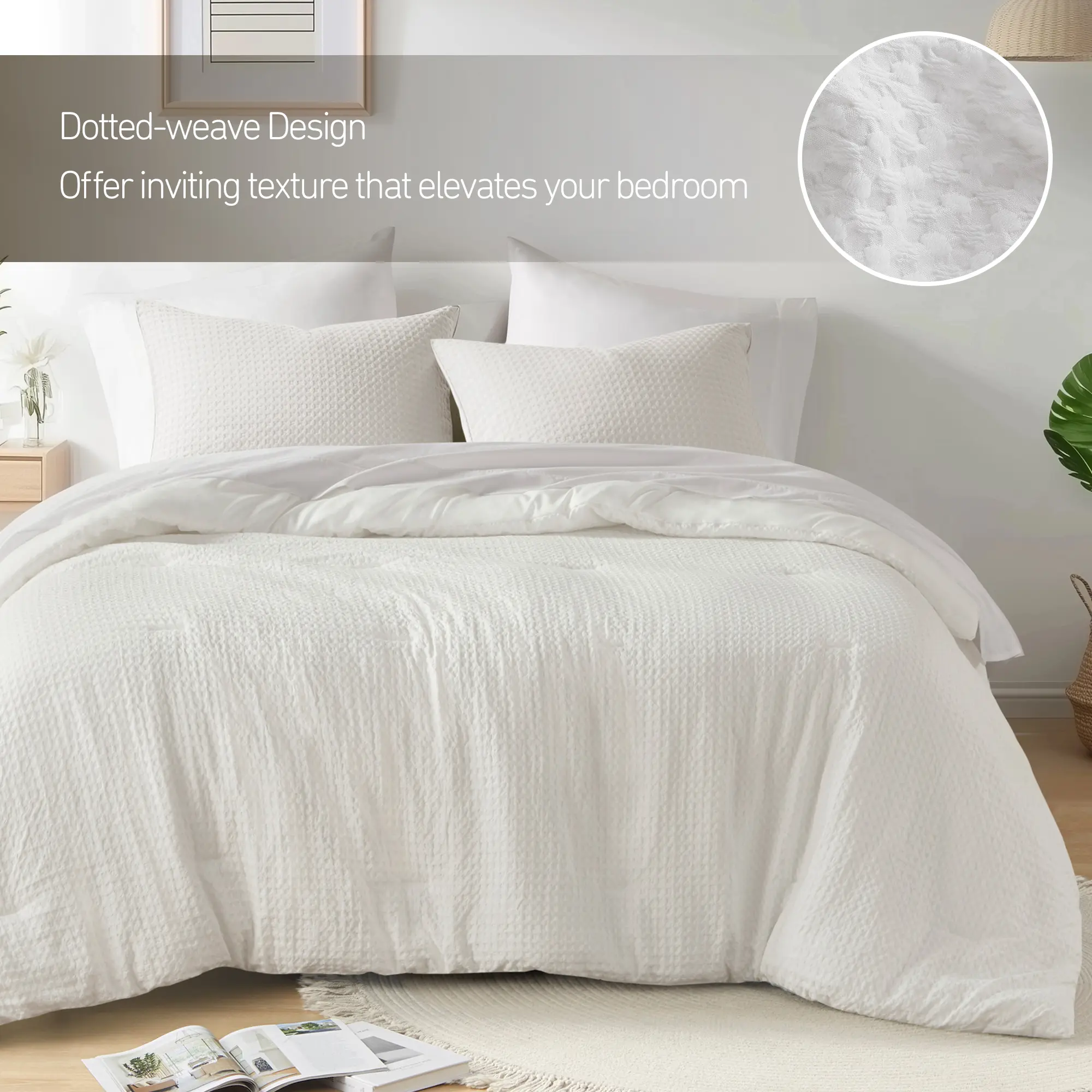 REGENCY HEIGHTS 3-Piece Durable 2-Layer Duvet Cover Set - 100% Polyester Dotted Weave Textured, Oeko-Tex Certified, Breathable Microfiber All-Season Bed Covers for Modern Bedroom
