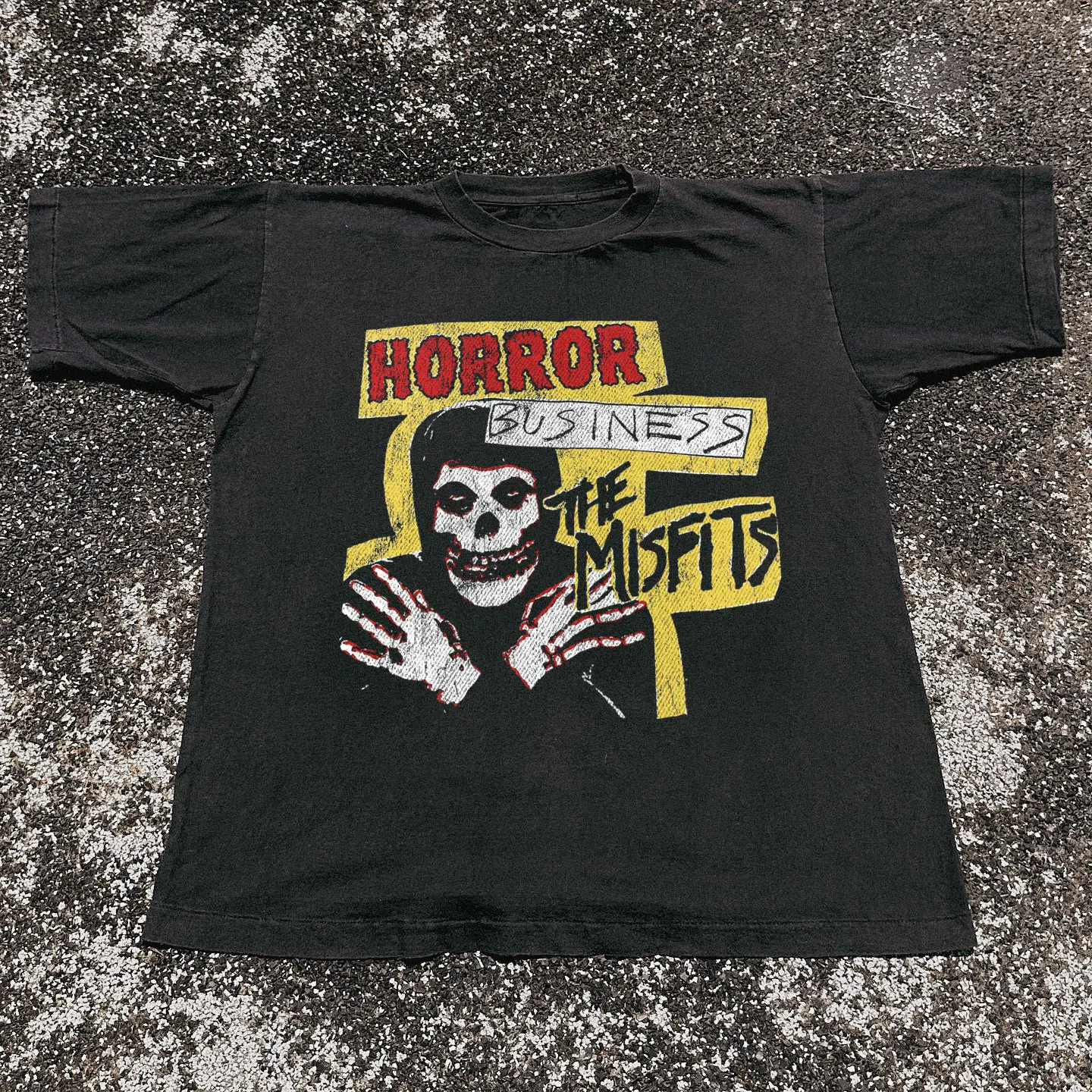 Misfits 'Horror Business' Black Vintage Washed Tee Graphic Tee Heavy Cotton Tee Shirt, 100% Heavy Cotton Shirt