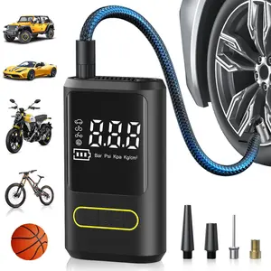Tire Inflator Portable Air Compressor, Electric Bike Pump with Digital Pressure Gauge, 150 PSI Cordless Air Pump for Car Tires, Motorcycle, Bicycle, Ball with Auto Shutoff, LED Light (CE & FCC Certification)