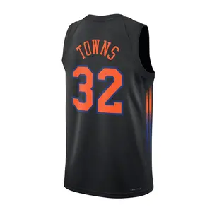 2026 Towns #32 Black Orange Swingman Basketball Jersey – Retro Side Fade Pro Style Hoop Fan Shirt
