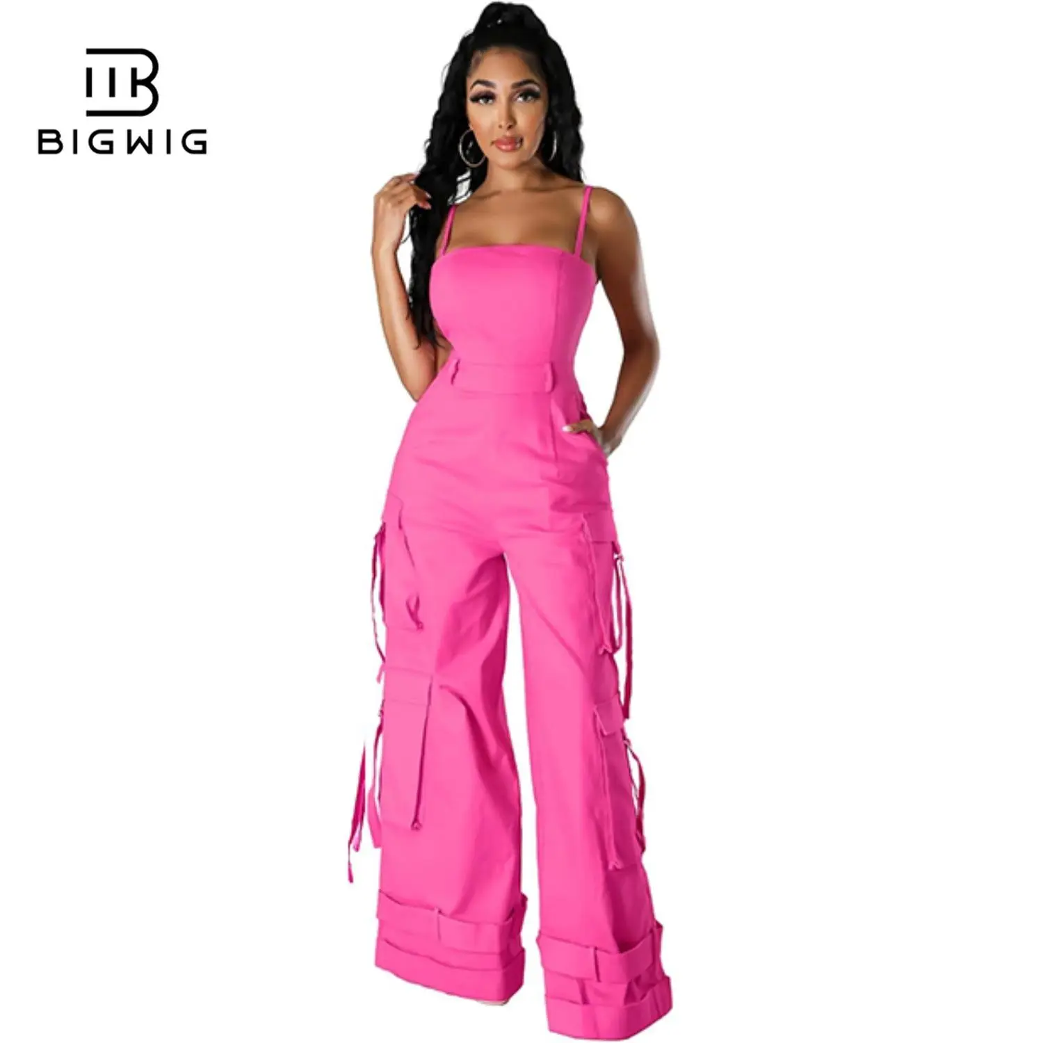 Womens Cargo Jumpsuit Sexy One Piece Outfit Wide Leg Romper Multi Pockets Overalls Cut Out One Piece Overalls Jumpsuits Loose Fit Womens Casual Loose Fit Baggy Sleeveless Vintage Jumpsuit
