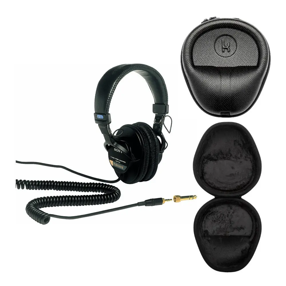 MDR7506 Professional Large Diaphragm Headphone Bundle with Knox Gear Hard Shell Headphone Case for Sony