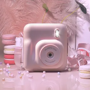 CAMKORY Kids Digital Camera, Dual-Lens Instant Print Camera, 48MP Selfie Camcorder with Lanyard | 4 Rolls Print Paper | 32GB Card | Safe & Eco-Friendly Design | Perfect Birthday Christmas Toddler Toy Camera for Kids Ages 4-10, Boys & Girls Pink