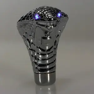 Universal Chrome Red Blue LED Eyes Car Cobra Manual Gear Shift Knob Snake Shifter