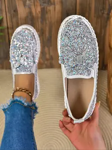Women's Fashion Sneakers, Colorful Sequins & Rhinestones Design, Casual Comfortable Slip On Shoes for All Seasons, Trendy Footwear for Women, Slip on style