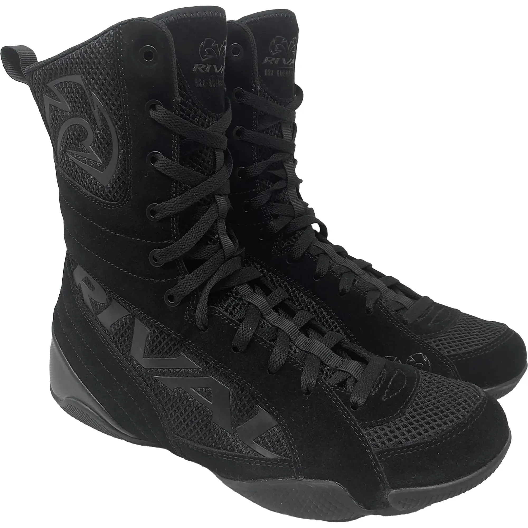 Rival RSX-Guerrero 3 Boxing Boots, High-Top Closed Toe Design in Suede or PU with Ankle Support and Carbon Fiber Heel, Printed And Embossed Rival Graphics, Compound Rubber, Old School Top
