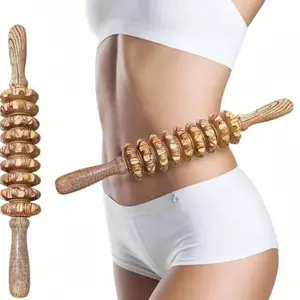 Nine-Wheel Multifunctional Wooden Massage Tool, Compact Acupressure Roller for Neck Back Legs Arms, Tension Relief, Full Body Relaxation, Home Essential Gift, Body Care