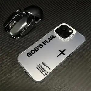 TPU Laser Craft Phone Case with "God's Plan" Design, Multi-Model Fit for iPhone 11/12/13/14/15/16/17 Pro, ProMax, Plus, Air Mobile Phone Accessory