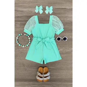 Polka Dot Tulle Puff Sleeve Romper