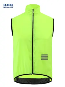 KEMALOCE Men's Sleeveless Cycling Vest, Sleeveless Sports Vest, Athletic Activewear, Windproof Reflective Lightweight Breathable, Blue&Black&Yellow, for Cycling Running Outdoor Activities