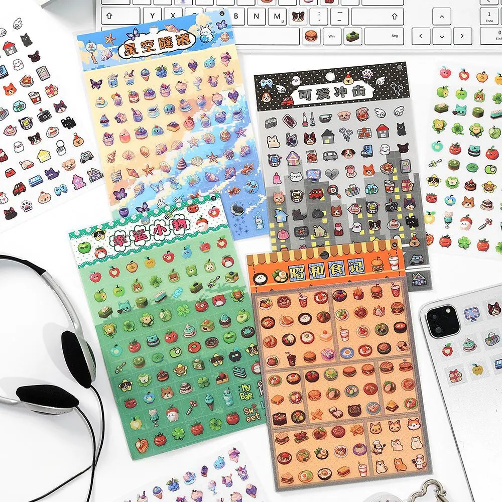 4 sheets/set of mini cute stickers Japanese food theme PET waterproof material decorating water bottle mobile phone case notebook