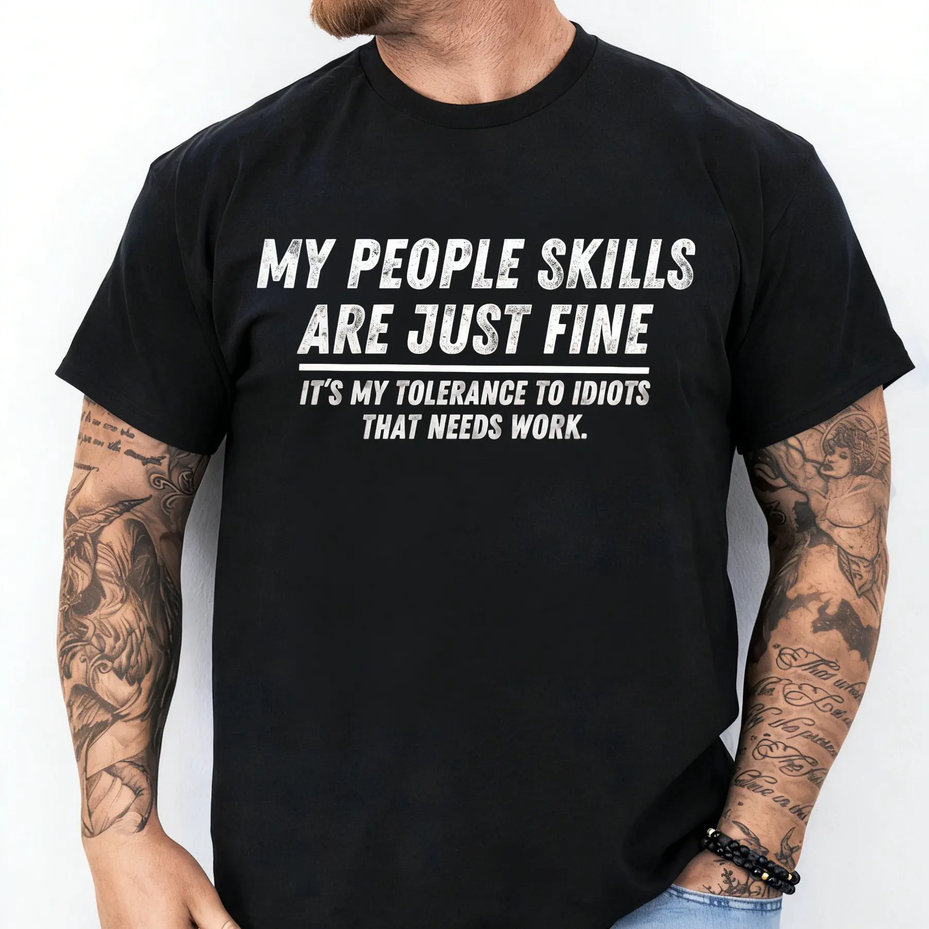 Women's Casual Cotton Unisex T-Shirt - Adult Humor Sarcastic Top, "My People Skills Are Fine" Graphic Tee fyp blessed mystery