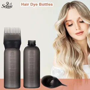 Root Comb Applicator Bottle, 2 Pack 6 Ounce Hair Oil Applicator Bottles for Hair Dye Bottle Applicator Brush with Graduated Scale