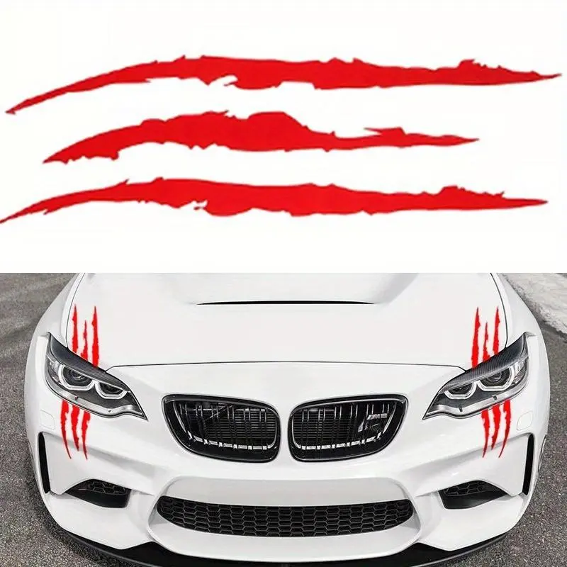 1pc reflective car stickers monster claw marks stripes stripes auto headlight decal dinosaur raptor scratches decoration Vehicle, Vehicle Exterior Decoration, Car Decals Automotive Decals