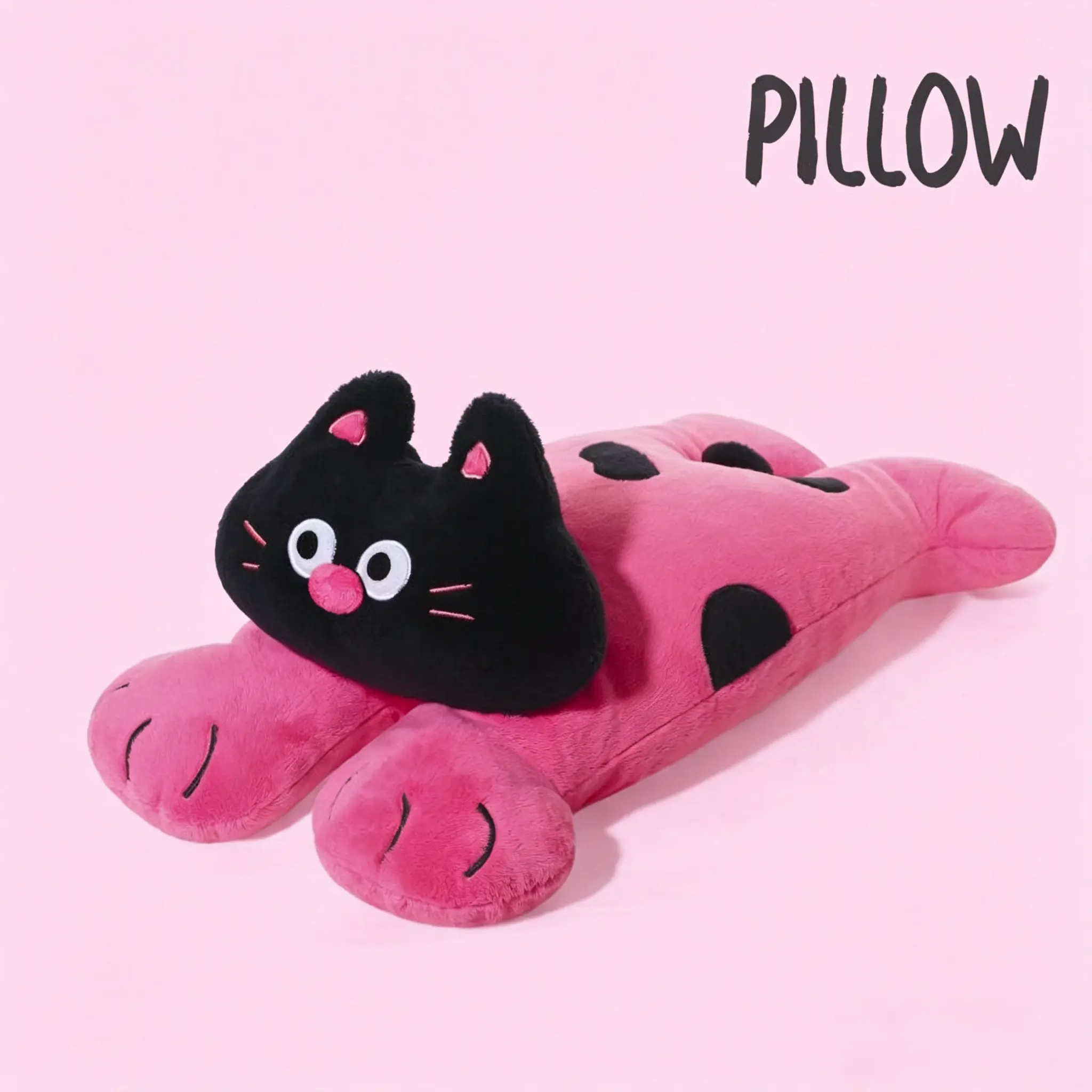 18IN Pop Belly Kawaii Black Cat Plushies Pillow, Soft Fluffy Huggable Stuffed Animal, Leg Support Sleep Companion Doll, Christmas Birthday Holiday Gift for Girls Teens Women
