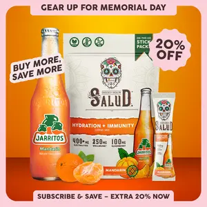 Salud x Jarritos 2-in-1 [Hydration & Immunity - Mandarin] Electrolytes Powder, Agua Fresca Drink Mix, Elderberry, Dairy & Soy Free, Non-GMO, Gluten Free, Vegan, 1g Sugar (15 Servings)