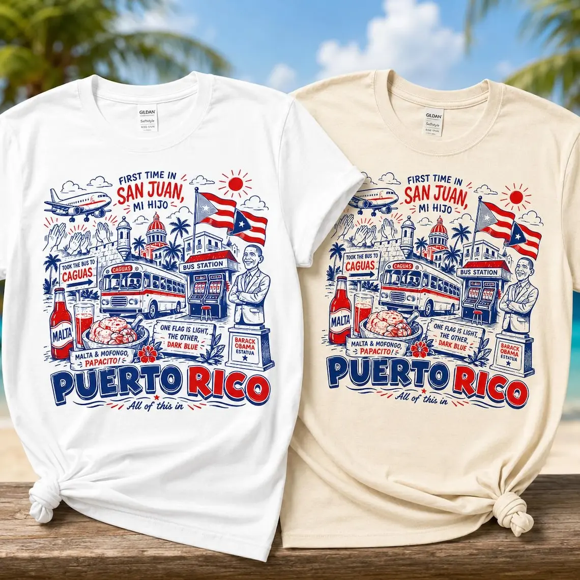 First Time In San Juan Puerto Rico T-Shirt - PR Viral Meme Video Song Vacation, Puerto Rican Boricua Pride Gift Unisex Tee