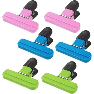 6-Pack Silicone Food Bag Clips, Lightweight Compact Durable Sealing Clamps for Snacks Coffee, Multiple Colors, Essential Kitchen Storage, Small Chip Bags Size