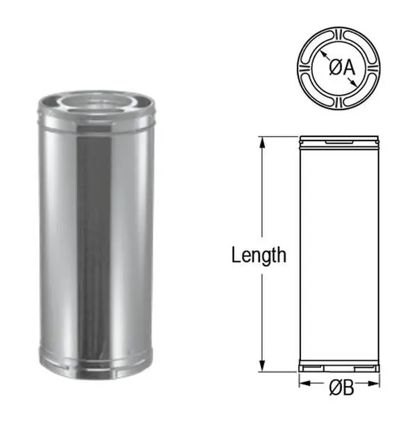 DuraVent 8DP-36SSCF DuraPlus Stainless Steel Single Chimney Pipe, 8 x 36 in. Length, Corrosion-Resistant for Chimney Venting (Tools & Hardware, Pumps & Plumbing, Pipes & Fittings)