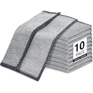 Multipurpose Wire Miracle Cleaning Cloths, Magnifying Wire Dishwashing Rags for Wet and Dry Mesh Microfiber Cleaning Cloth for Metal, Kitchen, Dishes Steel Towels swedish dish cloth Lightweight Scrubber Wipe cleaner double layer