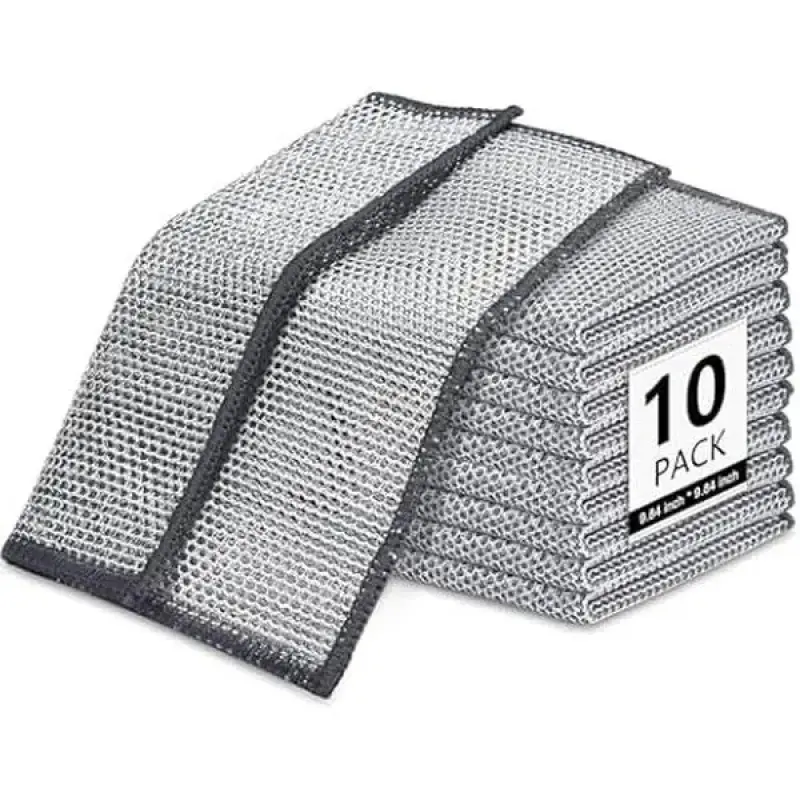 Multipurpose Wire Miracle Cleaning Cloths, Magnifying Wire Dishwashing Rags for Wet and Dry Mesh Microfiber Cleaning Cloth for Metal, Kitchen, Dishes Steel Towels swedish dish cloth Lightweight Scrubber Wipe cleaner double layer