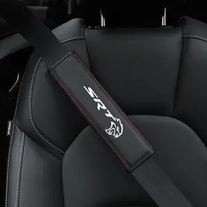 Universal PU Leather Auto Interior Safety Belt Shoulder Protector, Fits Dodge Srt Charger Hellcat Challenger RAM Journey Caravan