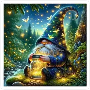 1 DIY diamond painting kit, 5D diamond art set, DIY decoration, fairy, gnome, firefly diamond painting kit with full round diamonds, mosaic, diamond art, DIY home decoration, suitable for Christmas.
