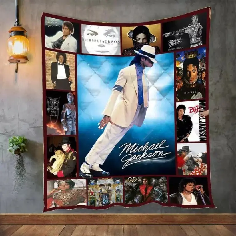 Michael Jackson King Of Pop Blanket, Moonwalk Music Legend Flannel Blanket, Indoor Watch Party Throw for Bed Couch, Music Room Decor, Christmas Thanksgiving Gift, Soft Sofa Cover for Women Men Kids, Dance Era Art