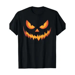 Spooky Lantern Halloween Scary Carved Pumpkin Face T-Shirt-100% Cotton- y2k  outfits  men time  tee  shirt  backwards demon slayer  merch double print oversize lightweight acid valentine gift cadena  mr  stiven Graphic Crewneck Casual Streetwear Tropical